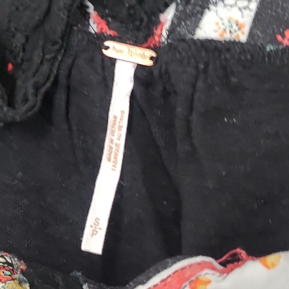 Free People Bohemian Black Multicolor Women's Top Size S - Picture 5 of 7